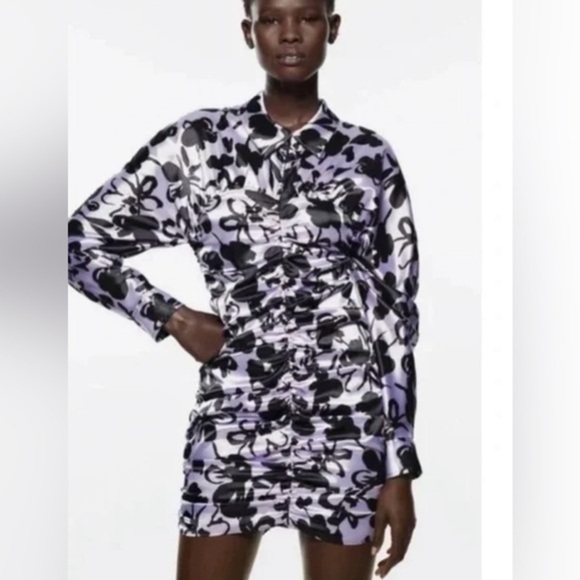 NWT Zara The Dita Floral Print Ruched Dress - Picture 1 of 8